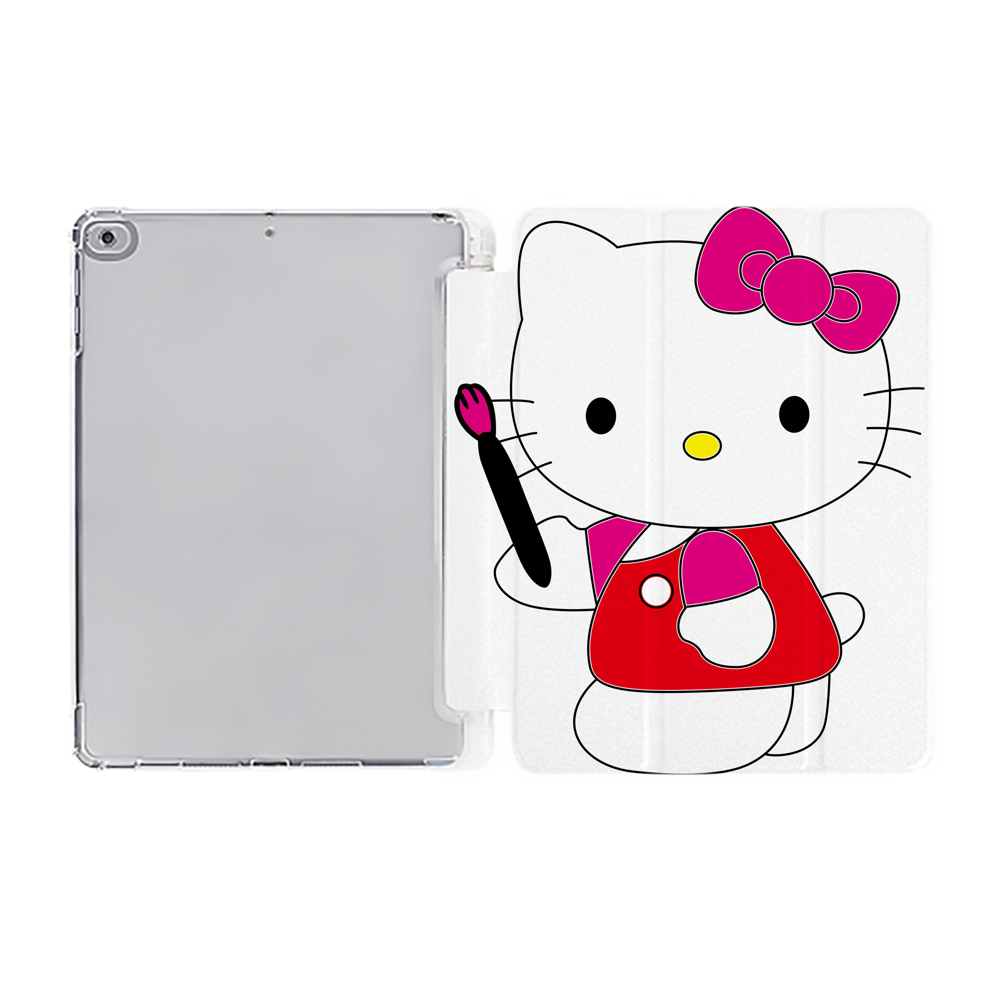 （画像用） Hello Kitty ハローキティ IPad ケース ペン収納付き 三つ折りスタンド PUレザー×シリコン 対応機種9.5/10.5/10.9インチ